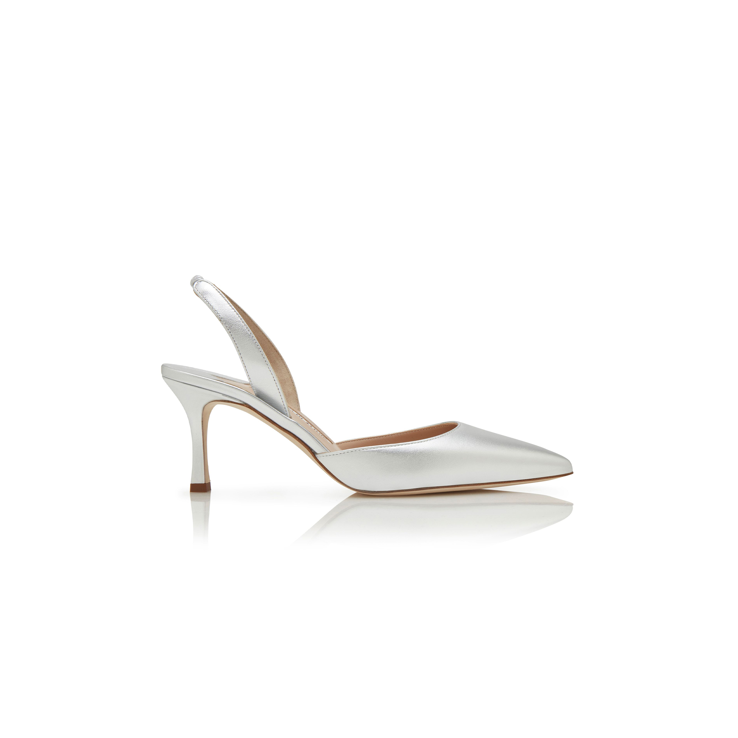man010 B1ahn*k carolyne 70 silver nappa leather slingback pumps 223-1561-0002